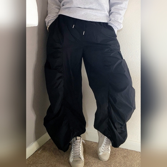 Stylewe Parachute Pants Black Drawstring Leg Waist Pockets S Medium Baggy Box1 - Picture 3 of 13